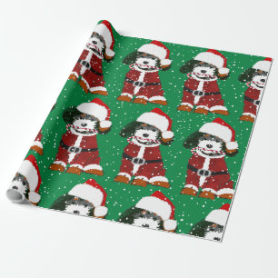 Süßer Bernedoodle-Hund Santa Paws - Geschenkpapier