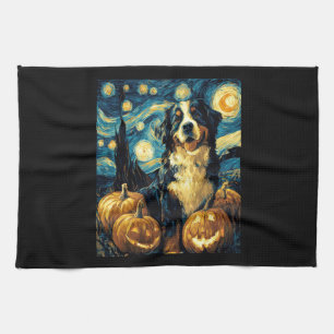 Süßer Berner Sennenhund Halloween Jack O Lantern Geschirrtuch