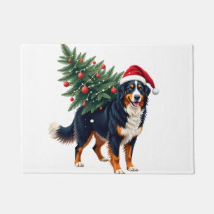 Süßer Berner Sennenhund in einem Weihnachtsbaum fü Fußmatte