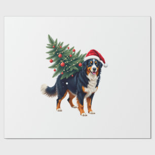 Süßer Berner Sennenhund in einem Weihnachtsbaum fü Geschenkpapier