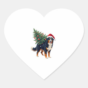 Süßer Berner Sennenhund in einem Weihnachtsbaum fü Herz-Aufkleber