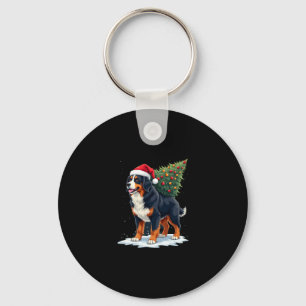 Süßer Berner Sennenhund in einem Weihnachtsbaum fü Schlüsselanhänger