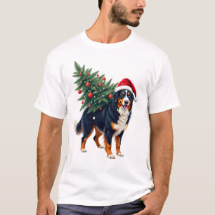 Süßer Berner Sennenhund in einem Weihnachtsbaum fü T-Shirt