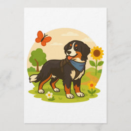Süßer Berner Sennenhund mit Sonnenblume & Schmette Einladung