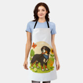 Süßer Berner Sennenhund mit Sonnenblume & Schmette Schürze (Getragen)