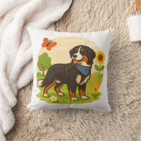 Süßer Berner Sennenhund mit Sonnenblume und Schmet