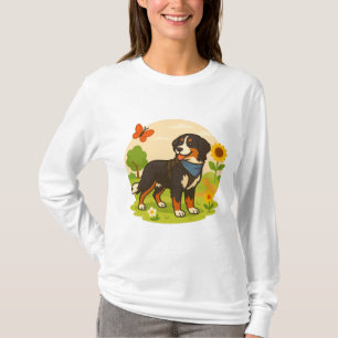 Süßer Berner Sennenhund mit Sonnenblume und Schmet T-Shirt