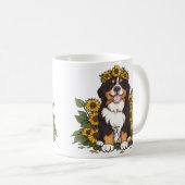 Süßer Berner Sennenhund mit Sonnenblumenkrone Kaffeetasse (VorderseiteRechts)