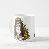 Süßer Berner Sennenhund mit Sonnenblumenkrone Kaffeetasse (Vorderseite Links)