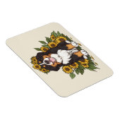Süßer Berner Sennenhund mit Sonnenblumenkrone Magnet (Rechte Seite)