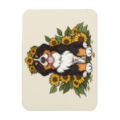 Süßer Berner Sennenhund mit Sonnenblumenkrone Magnet (Vertikal)