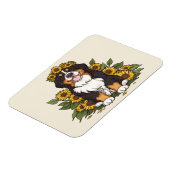 Süßer Berner Sennenhund mit Sonnenblumenkrone Magnet (Linke Seite)