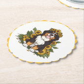 Süßer Berner Sennenhund mit Sonnenblumenkrone Untersetzer (angewinkelt)