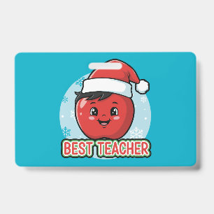 Süßer Bester Lehrer Weihnachten Apfel Feiertag Ausweis