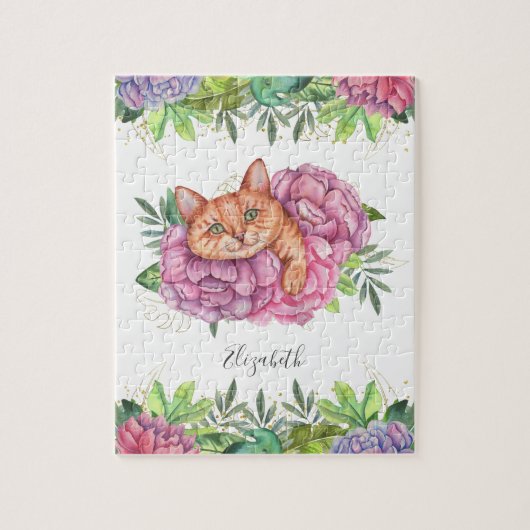 Süßer bezaubernder Blumenkatzenname Puzzle (Vertikal)