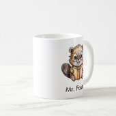 Süßer Biber beim Lesen eines Buches Custom Kaffeetasse (VorderseiteRechts)