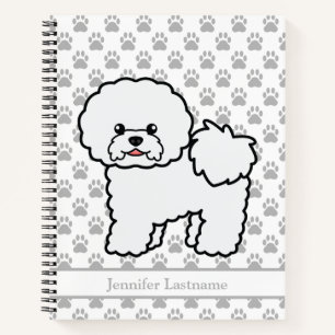Süßer Bichon Frise Cartoon-Hund mit individuellem Notizblock