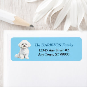 Süßer Bichon Frise Hund Blau Rücksendeadresse