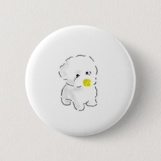 Süßer Bichon Frise Hund mit Entenschnabelmaulkorb Button (Vorderseite)