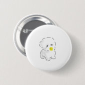 Süßer Bichon Frise Hund mit Entenschnabelmaulkorb Button (Vorne & Hinten)