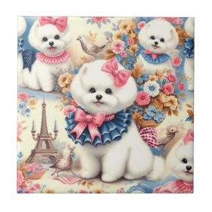 Süßer Bichon Frisé nahtlos Fliese