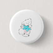 Süßer Bichon Frise Welpe umarmt blauen Stern Button (Vorderseite)