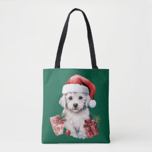 Süßer Bichon Frise zu Weihnachten Tasche