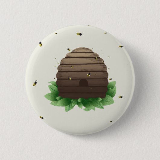 süßer Bienenstock und Bienenschwarm Button (Vorderseite)