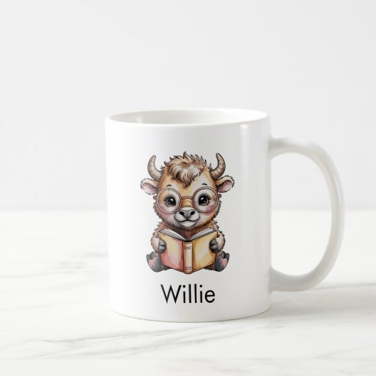 Süßer Bison liest ein Buch Custom Kaffeetasse (Rechts)