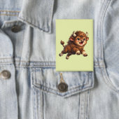 Süßer Bison mit großen Augen Glückliches Wildtier- Button (Insitu)
