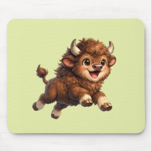 Süßer Bison mit großen Augen Glückliches Wildtier- Mousepad
