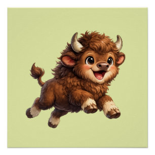 Süßer Bison mit großen Augen Glückliches Wildtier- Poster