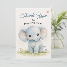 Süßer blauer Baby-Elefant Safari Dankeskarte