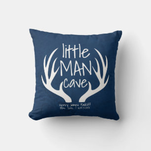 Süßer blauer Baby-Junge Little Man Cave Geburtssta Kissen
