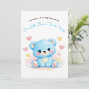 Süßer blauer Babybär Baby Shower Pastell Junge Einladung