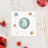 Süßer blauer Ballon-Junge zum dritten Geburtstag Serviette (Beispiel)