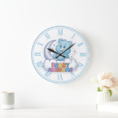 Süßer blauer Bären Mond & Sterne "Beary Awesome" K Große Wanduhr (Zuhause)