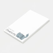 Süßer blauer Cartoon-Katzenname Post-it Klebezettel (angewinkelt)