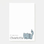 Süßer blauer Cartoon-Katzenname Post-it Klebezettel (Vorderseite)
