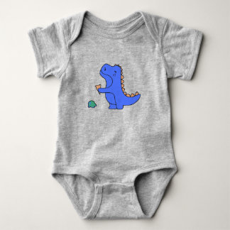 Süßer blauer Dino – Kawaii Dinosaur Cartoon Baby Strampler