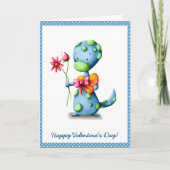 Süßer blauer Dino Valentinstag Karte (Vorderseite)