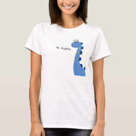 Süßer blauer Dinosaurier - Benutzerdefinierter Nam T-Shirt