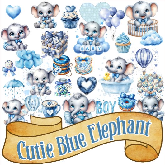 Süßer blauer Elefant - Kleine Erdnuss Aufkleber