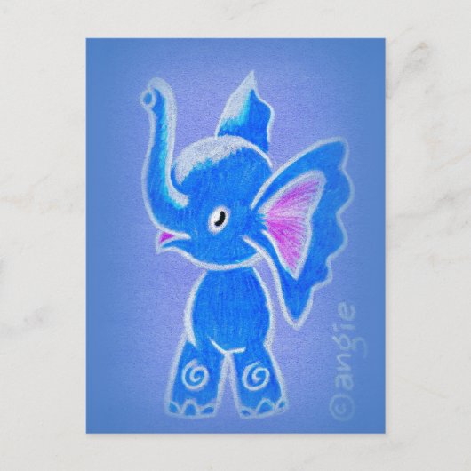 Süßer blauer Elefant Postkarte (Vorderseite)