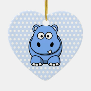 Süßer blauer Flusspferd Keramik Ornament