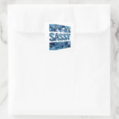 Süßer blauer FRECHER quadratischer Aufkleber (Tasche)