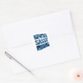 Süßer blauer FRECHER quadratischer Aufkleber (Umschlag)