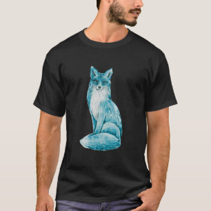 Süßer blauer Fuchs-Cartoon mit Funkeln T-Shirt