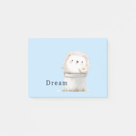 Süßer blauer Gartenhase im Eimer Post-it Klebezettel (Vorderseite)