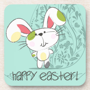 Süßer blauer glücklicher Ostern Comic-Hase Untersetzer